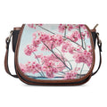 Pink Cherry Blossom Print Saddle Bag