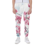 Pink Cherry Blossom Print Scuba Joggers
