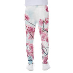 Pink Cherry Blossom Print Scuba Joggers