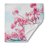 Pink Cherry Blossom Print Silk Bandana