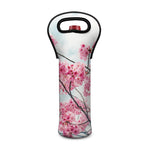 Pink Cherry Blossom Print Single Neoprene Wine Tote