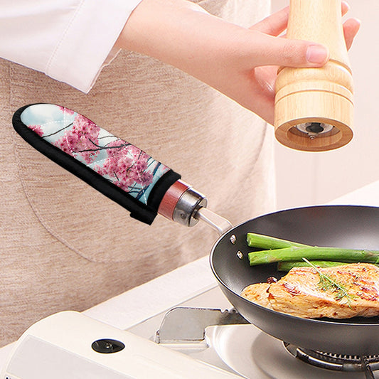 Pink Cherry Blossom Print Skillet Handle Cover