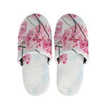 Pink Cherry Blossom Print Slippers