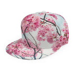 Pink Cherry Blossom Print Snapback Cap