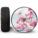 Pink Cherry Blossom Print Tire Cover With Camera Hole