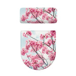 Pink Cherry Blossom Print Toilet Lid And Tank Cover Set