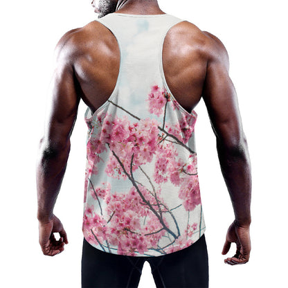 Pink Cherry Blossom Print Training Tank Top