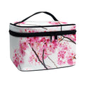 Pink Cherry Blossom Print Travel Makeup Bag