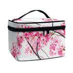 Pink Cherry Blossom Print Travel Makeup Bag