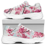 Pink Cherry Blossom Print White Chunky Shoes