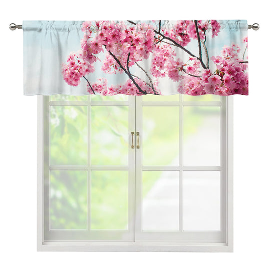 Pink Cherry Blossom Print Window Valance