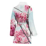 Pink Cherry Blossom Print Women's Bathrobe