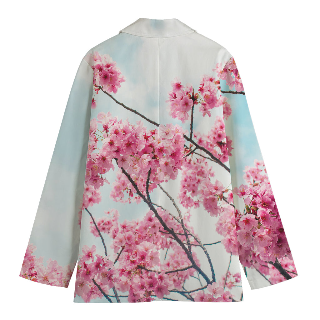 Pink Cherry Blossom Print Women's Blazer