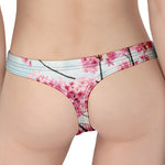 Pink Cherry Blossom Print Women's Thong
