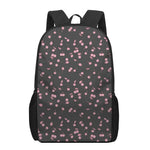 Pink Cherry Pattern Print 17 Inch Backpack