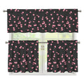 Pink Cherry Pattern Print 3 Piece Kitchen Curtains