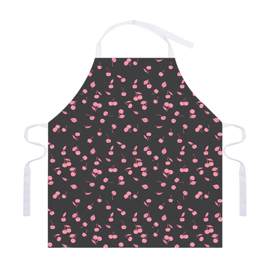 Pink Cherry Pattern Print Adjustable Apron