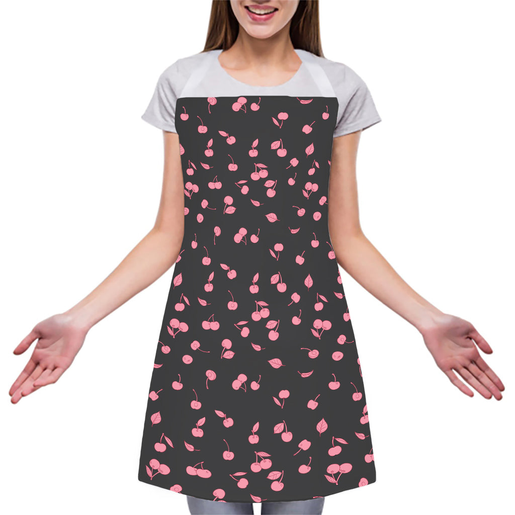 Pink Cherry Pattern Print Adjustable Apron