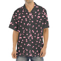 Pink Cherry Pattern Print Aloha Shirt