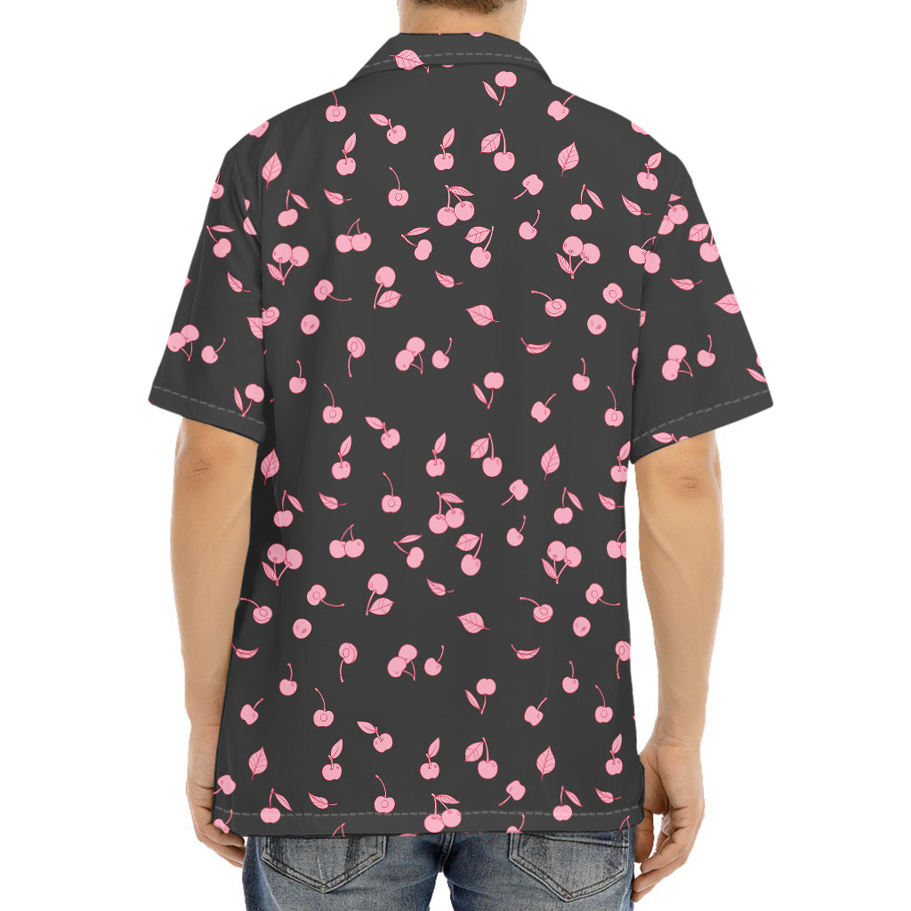 Pink Cherry Pattern Print Aloha Shirt