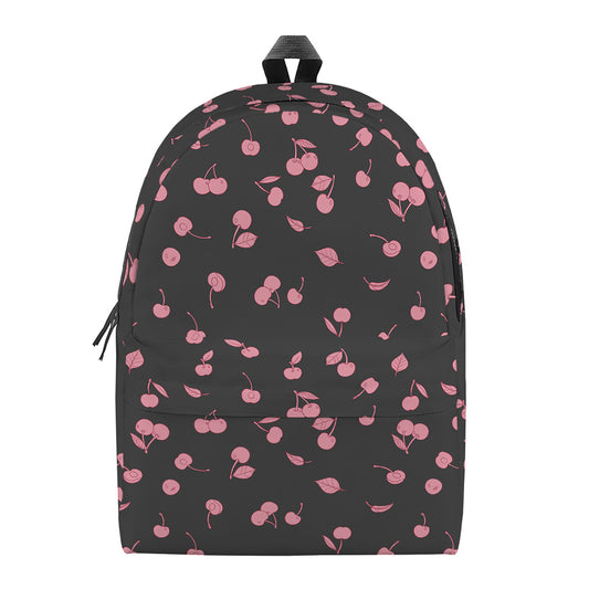 Pink Cherry Pattern Print Backpack