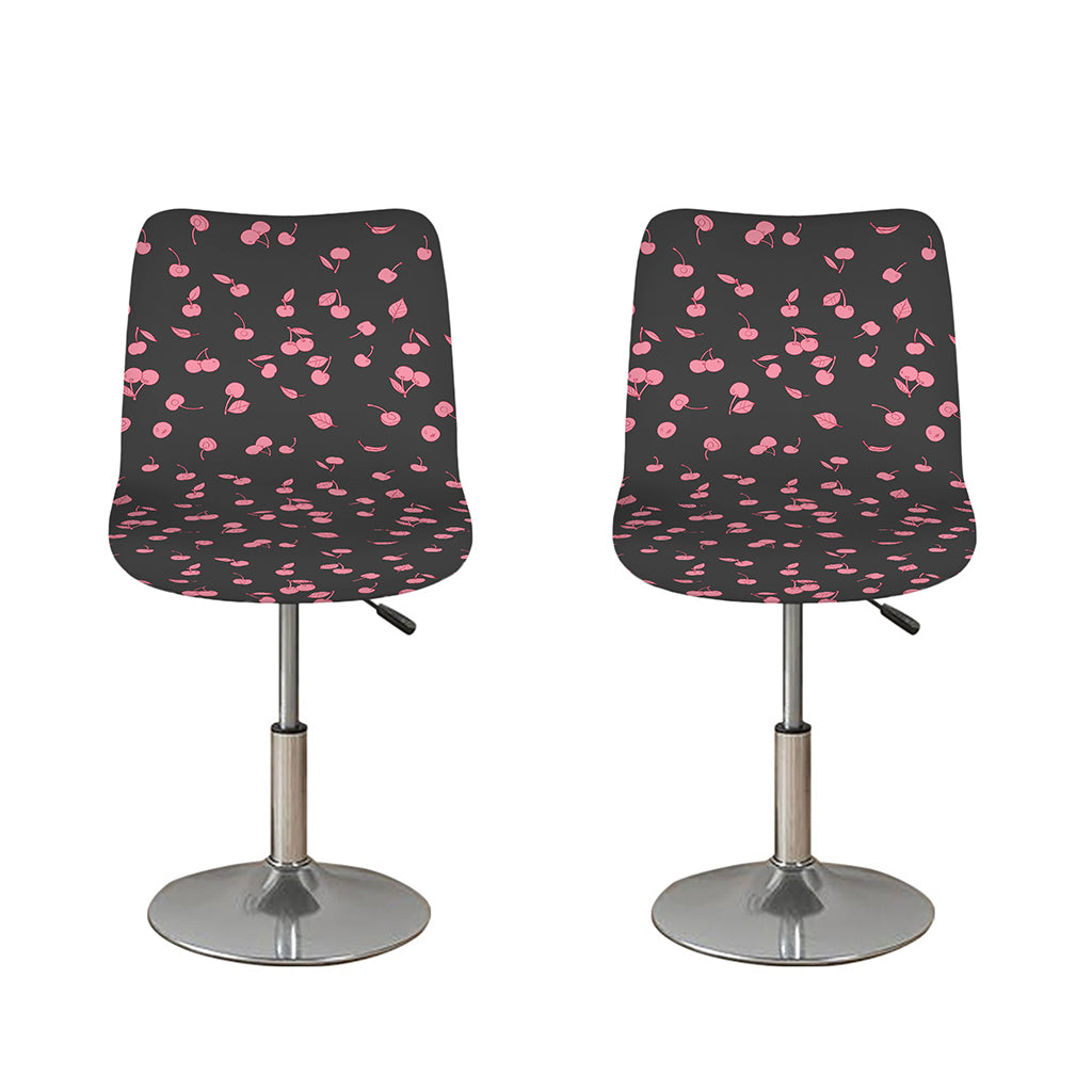 Pink Cherry Pattern Print Bar Stool Covers