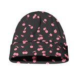 Pink Cherry Pattern Print Beanie
