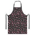 Pink Cherry Pattern Print Bib Apron With Pocket