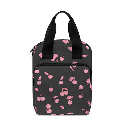 Pink Cherry Pattern Print Bible Tote Bag