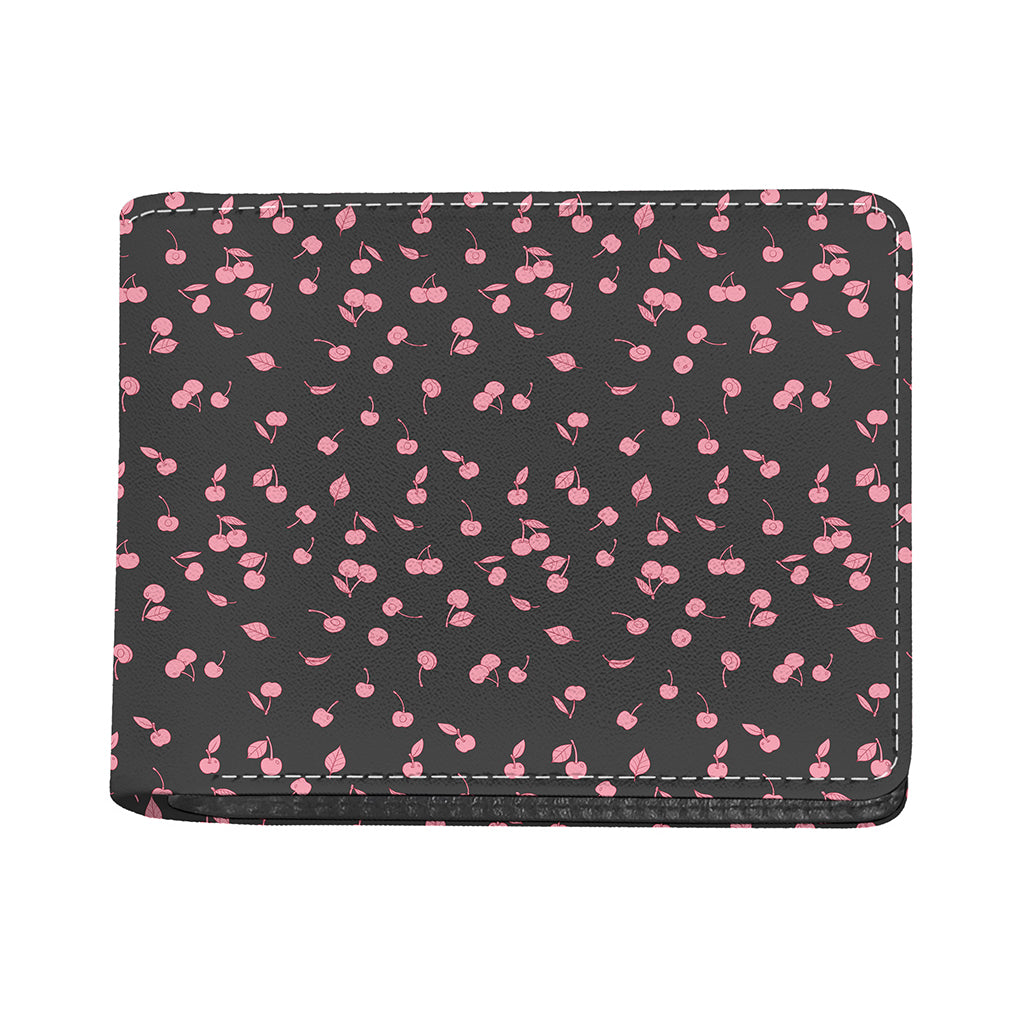 Pink Cherry Pattern Print Bifold Wallet
