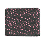 Pink Cherry Pattern Print Bifold Wallet