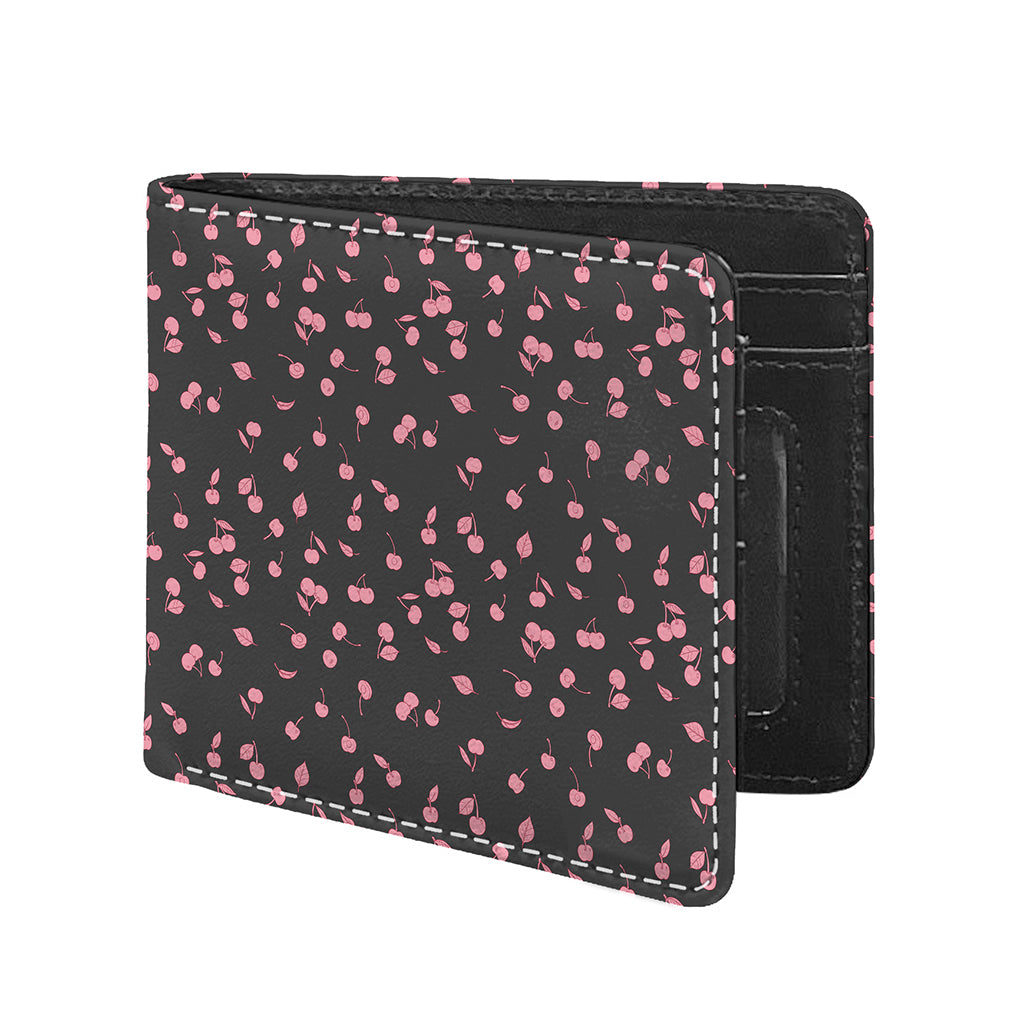 Pink Cherry Pattern Print Bifold Wallet