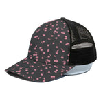 Pink Cherry Pattern Print Black Mesh Trucker Cap