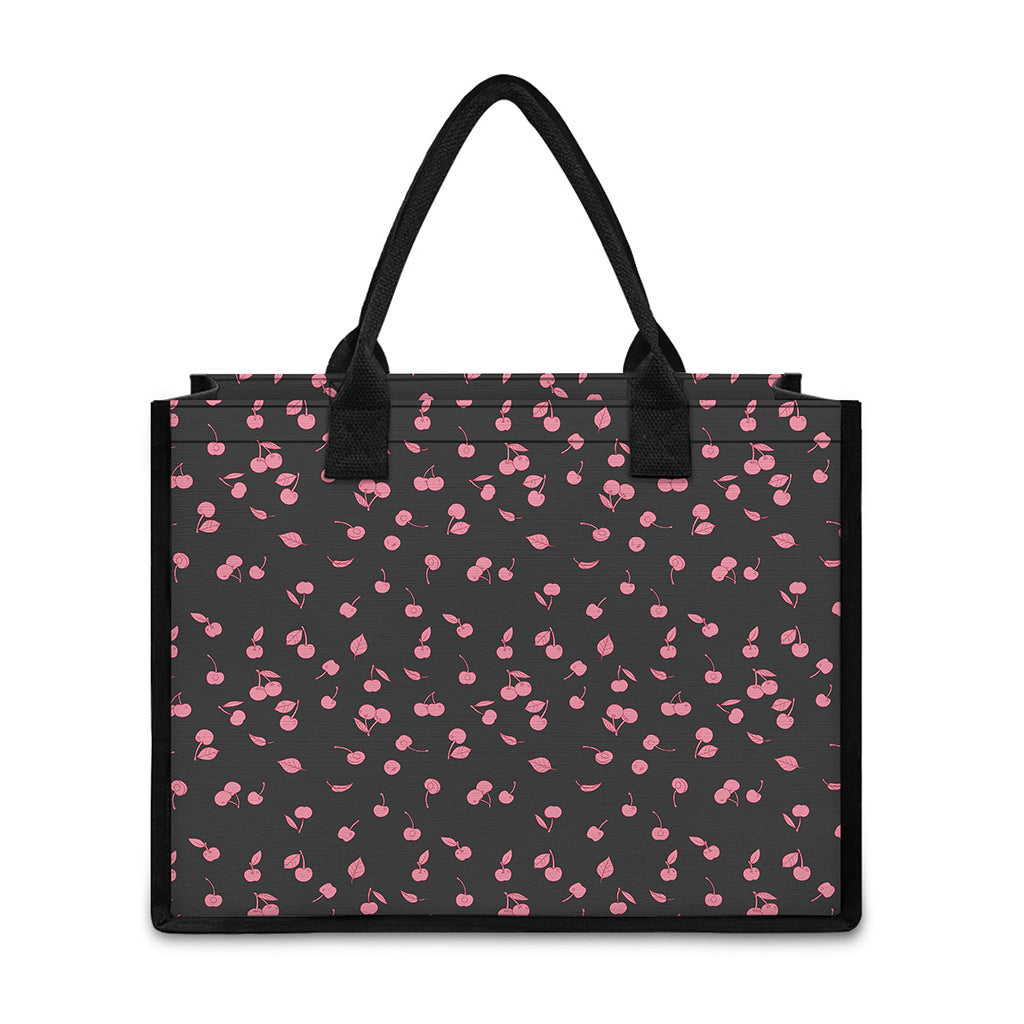 Pink Cherry Pattern Print Canvas Tote Bag