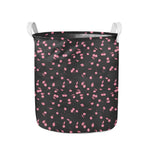 Pink Cherry Pattern Print Collapsible Laundry Basket