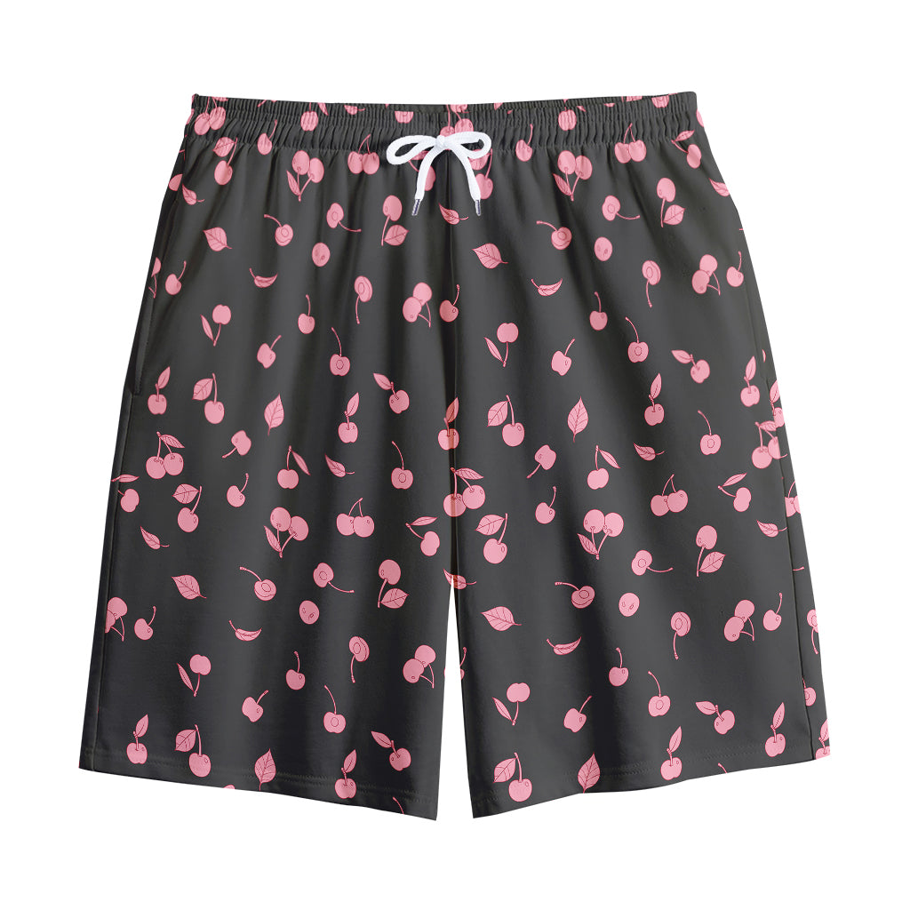 Pink Cherry Pattern Print Cotton Shorts