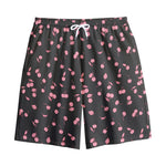 Pink Cherry Pattern Print Cotton Shorts