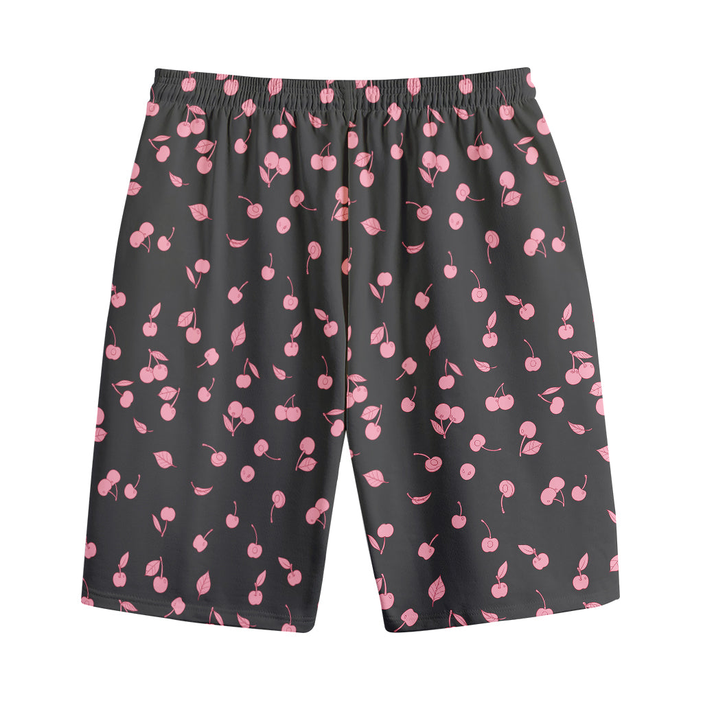 Pink Cherry Pattern Print Cotton Shorts