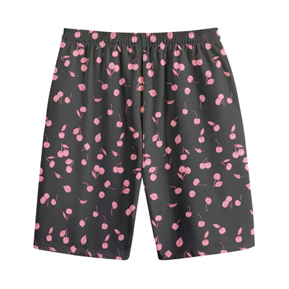 Pink Cherry Pattern Print Cotton Shorts