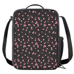 Pink Cherry Pattern Print Crossbody Lunch Bag