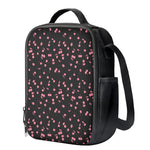Pink Cherry Pattern Print Crossbody Lunch Bag