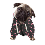 Pink Cherry Pattern Print Dog Zip Up Hoodie