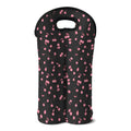 Pink Cherry Pattern Print Double Neoprene Wine Tote