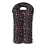 Pink Cherry Pattern Print Double Neoprene Wine Tote
