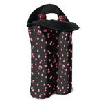 Pink Cherry Pattern Print Double Neoprene Wine Tote