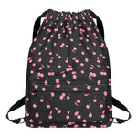Pink Cherry Pattern Print Drawstring Backpack