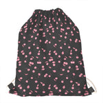 Pink Cherry Pattern Print Drawstring Bag