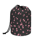 Pink Cherry Pattern Print Drawstring Makeup Bag