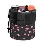 Pink Cherry Pattern Print Drawstring Makeup Bag