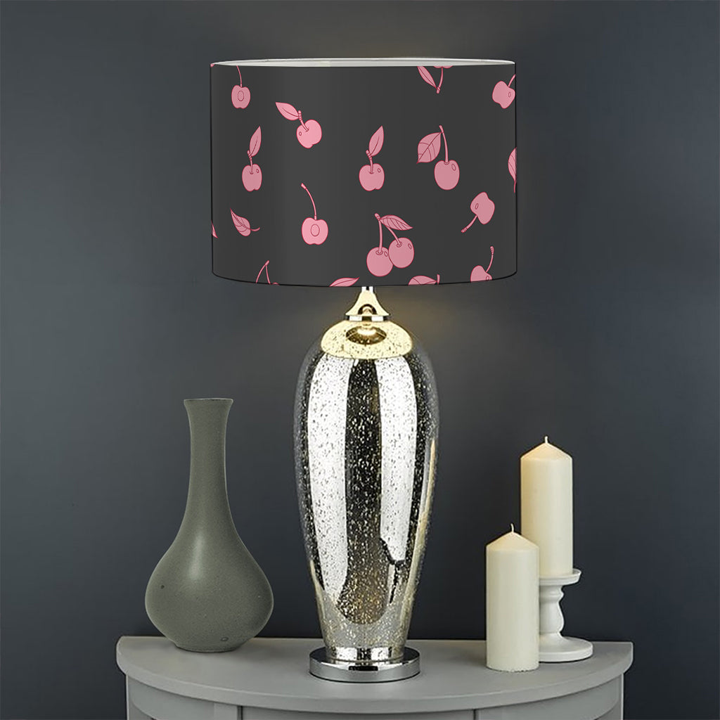 Pink Cherry Pattern Print Drum Lamp Shade